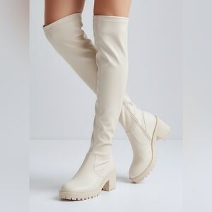 EETTARO Women's Over The Knee Stretch Thigh High Block Heel Boots size 9